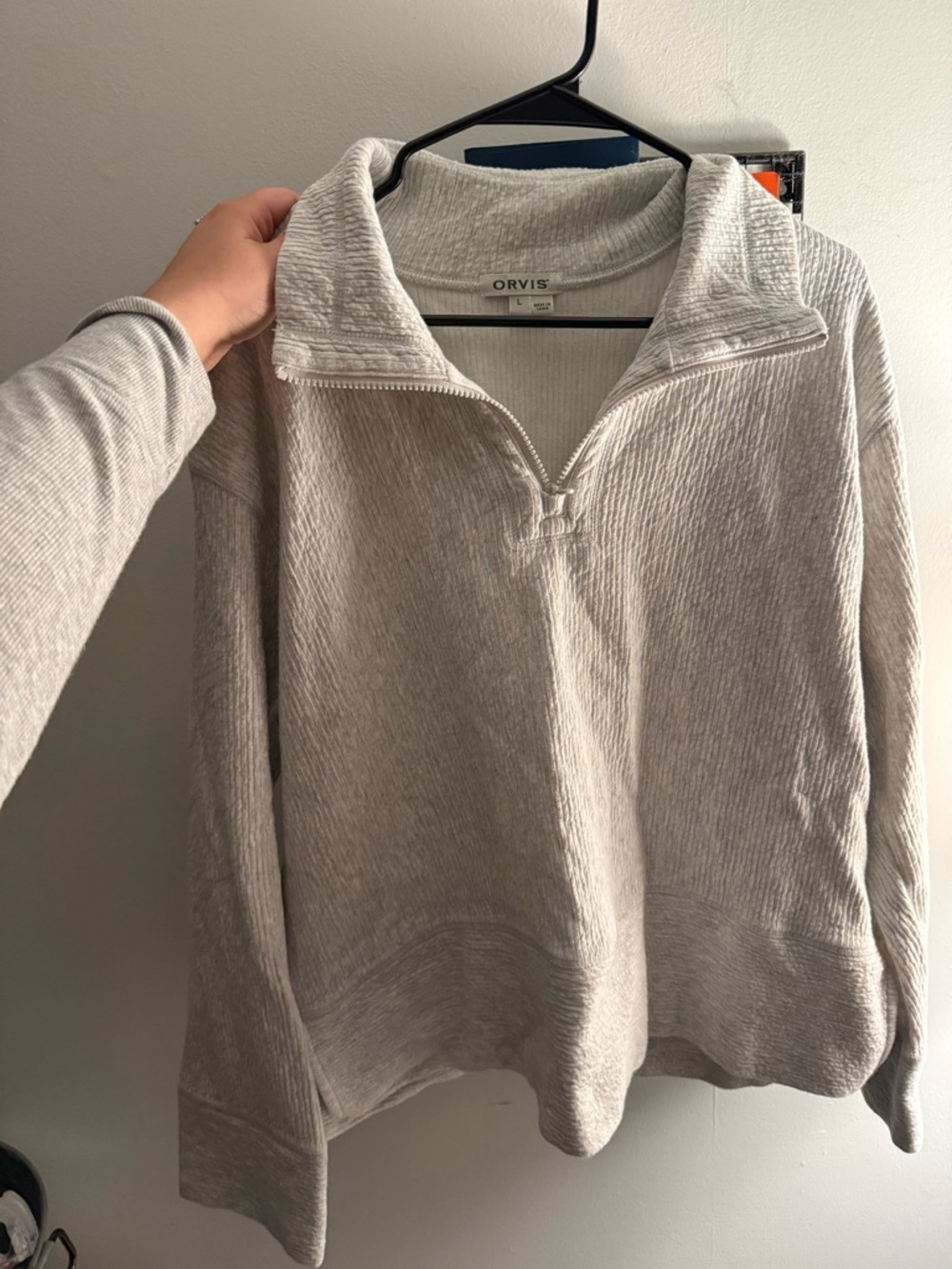 Orvis Light Gray Half-Zip Pullover Sweatshirt